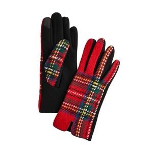 Mud Pie Woman’s plaid/faux leather gloves OS